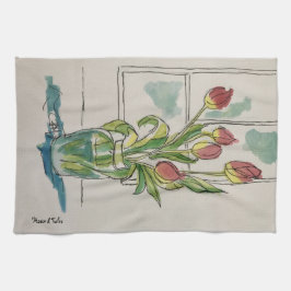 Roter Tulip in einer Vase Geschirrtuch