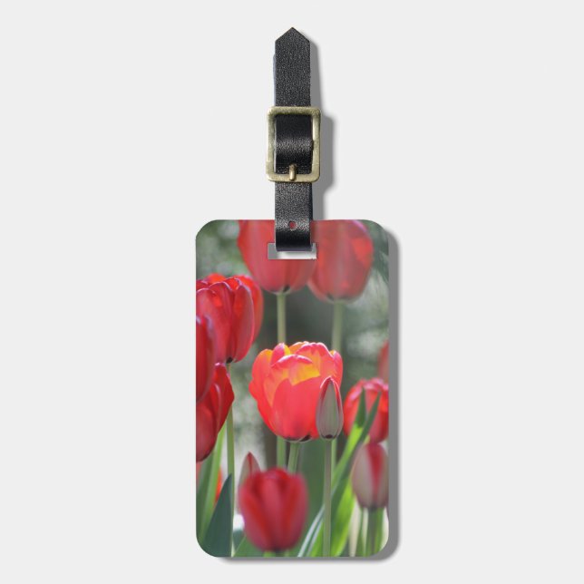 Roter Tulpe-Gepäck-Umbau personalisiert Gepäckanhänger (Vorderseite vertikal)