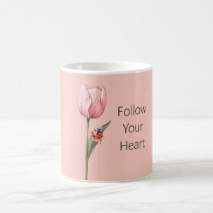 Roter Tulpen-Blumen-Marienkäfer Kaffeetasse