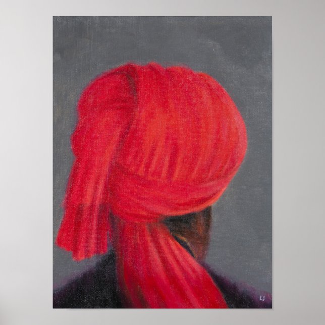 Roter Turban auf Grau 2014 Poster (Vorne)