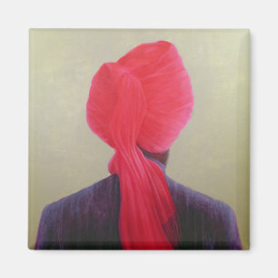 Roter Turban-lila Jacke Magnet