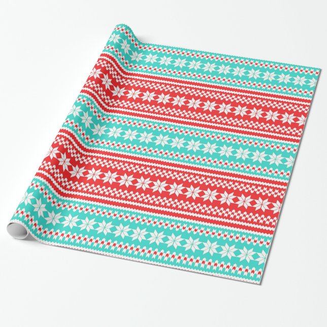 Roter Türkis-norwegisches Geschenkpapier (Ungerollt)