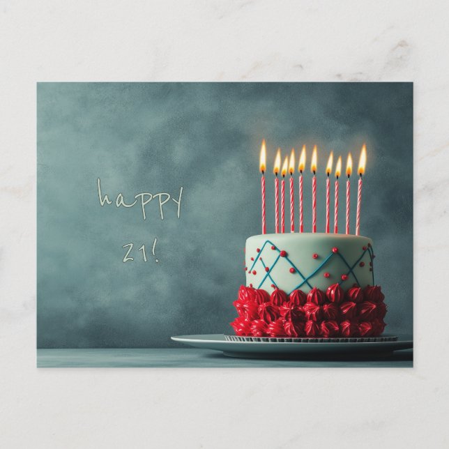 Roter Turquoise Birthday Cake Postkarte (Vorderseite)