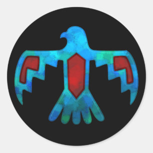 Roter u. blauer Thunderbird-Aufkleber Runder Aufkleber