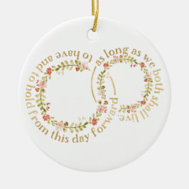 Roter u. rosa BlumenKranz u. Ehegelübde-Verzierung Keramik Ornament