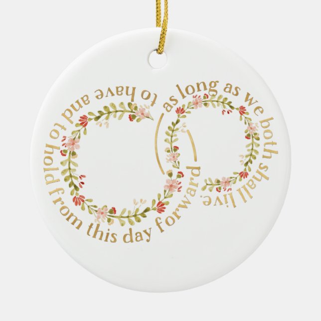 Roter u. rosa BlumenKranz u. Ehegelübde-Verzierung Keramik Ornament (Vorne)
