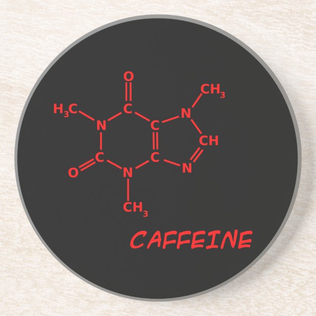 Roter u. schwarzer Koffein-Molekül-Untersetzer Getränkeuntersetzer (Vorne)