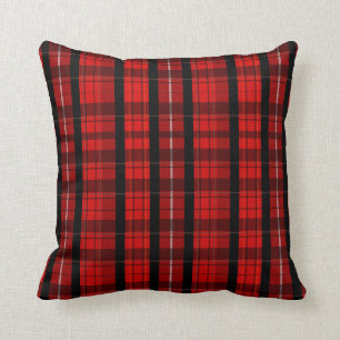 Roter u. schwarzer schottischer Tartan/kariertes Kissen