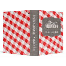 Roter u. weißer Gingham-südliche Rezept-Mappe