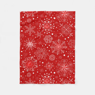 Roter u. weißer Schneeflocke-Weihnachtsentwurf Fleecedecke