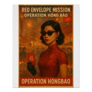 Roter Umschlag - Retro Spy Art Poster