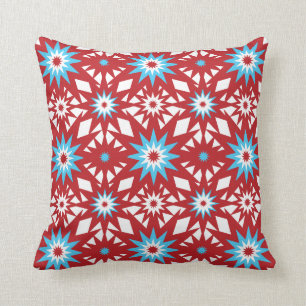 Roter und aquamariner blauer kissen