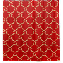 Roter und beige Waldgeweih-Duschvorhang