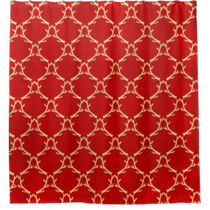 Roter und beige Waldgeweih-Duschvorhang Duschvorhang