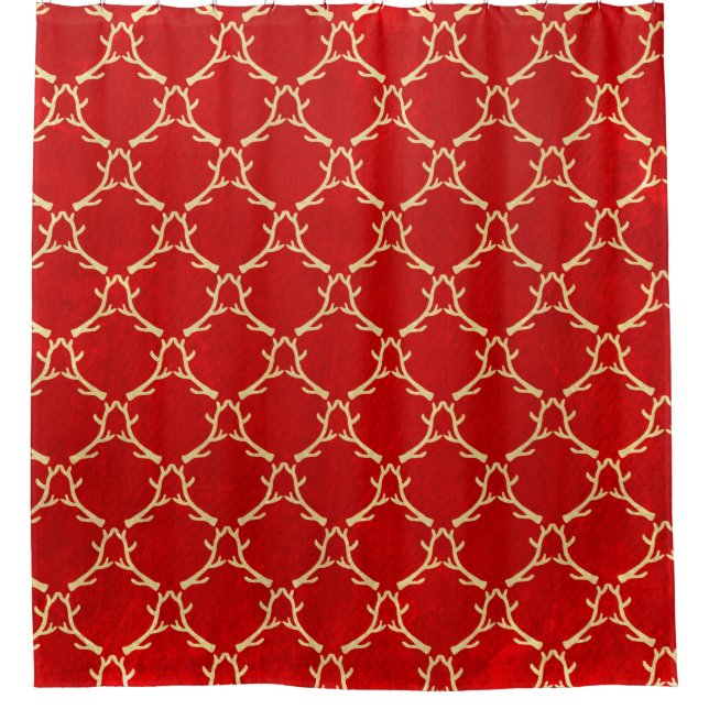 Roter und beige Waldgeweih-Duschvorhang Duschvorhang (Vorderseite)