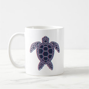 Roter und blauer Anaglypheneffekt 3D-Glitch-Effekt Kaffeetasse