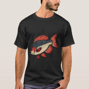 Roter und blauer Fisch T-Shirt