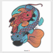Roter und blauer Koi