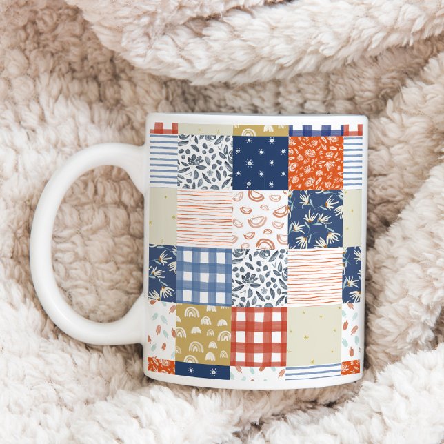 Roter und blauer Patchwork Kaffeetasse (Von Creator hochgeladen)