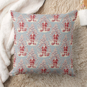 Roter und blauer Santa-Toile-Chinoiserie Kissen