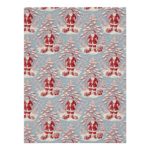 Roter und blauer Santa-Toile-Chinoiserie Poster
