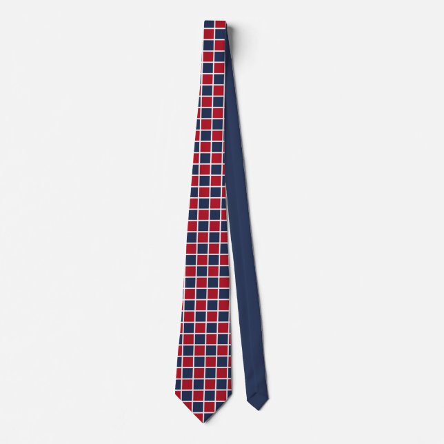Roter und blauer Schachbrett-Würfel-geometrische Krawatte (Vorderseite)