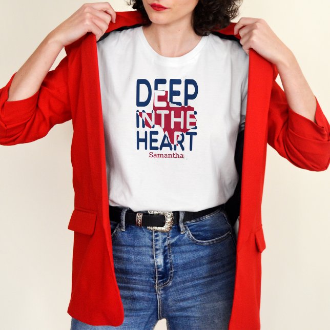 Roter und blauer Staat Cutout Tief im Herzen T-Shirt (Von Creator hochgeladen)