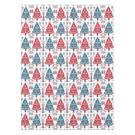 Roter und Blauer Weihnachtsbaum Folk Skandinavien Tischdecke