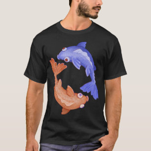 roter und blauer Ying-Yang-Fisch T-Shirt