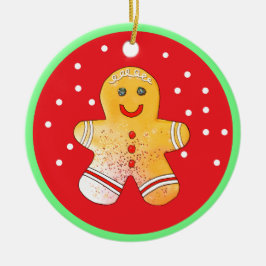 Roter und brauner Lebkuchen Junge Ornament
