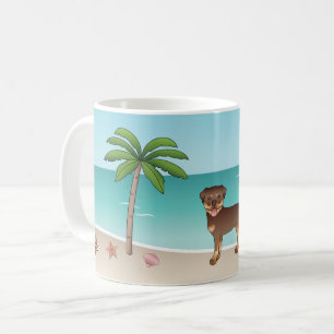 Roter und brauner Rottweiler an einem tropischen S Kaffeetasse
