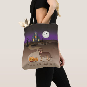 Roter und brauner Rottweiler-Halloween-Spookhaus Tasche
