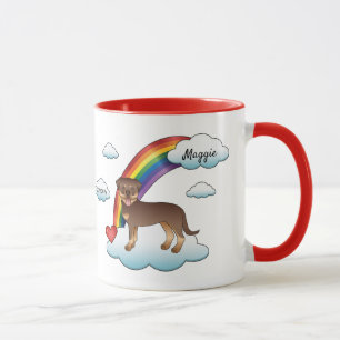 Roter und brauner Rottweiler Süßer Hund Regenbogen Tasse