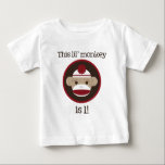 Roter und brauner Sockaffe: Erstes T-Shirt zum Geb<br><div class="desc">Adorable Shirt aus rotem und braunem Socken für den ersten Geburtstag des Affen.</div>
