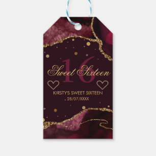 Roter und falscher Goldglitter Achat Sweet 16 Geschenkanhänger