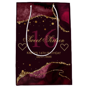 Roter und falscher Goldglitter Achat Sweet 16 Mittlere Geschenktüte