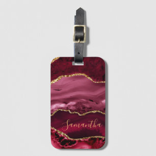 Roter und falscher Goldglitter-Marmor-Achat Gepäckanhänger