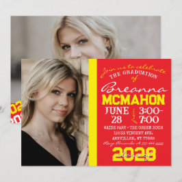 Roter und gelber Abschluss 2 Foto Einladung