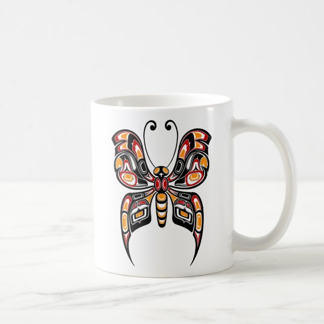 Roter und gelber Haida-Geist-Schmetterling Kaffeetasse (Rechts)