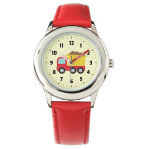 Roter und gelber Kipper Kinderuhr Armbanduhr