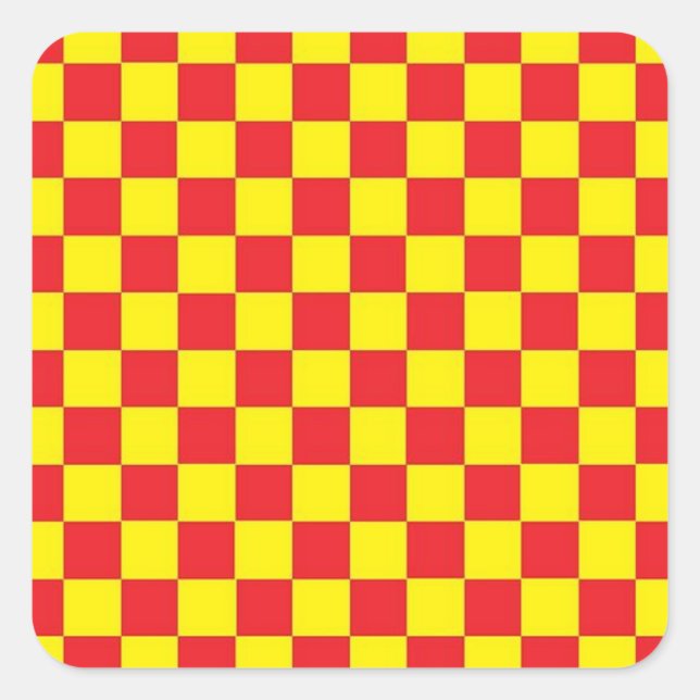 roter und gelber KUSTOMIZABLE-STICKER Quadratischer Aufkleber (Vorderseite)