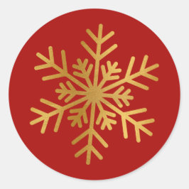 Roter und goldener Folien-Schneeflocken-Luxus-Feie Runder Aufkleber