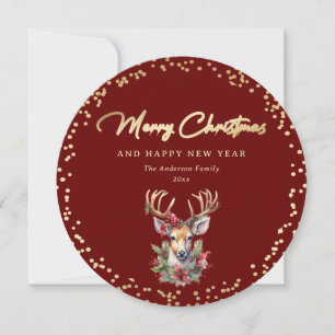 Roter und goldener Hirsch Frohe Weihnachten