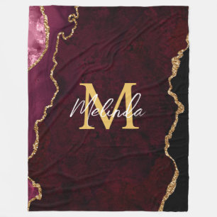 Roter und goldener Marmor-Achat Fleecedecke