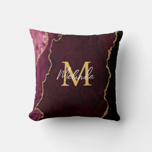 Roter und goldener Marmorachat Kissen