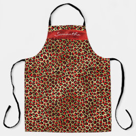 Roter und goldfarbener Leopard Pinselstrich Schürze