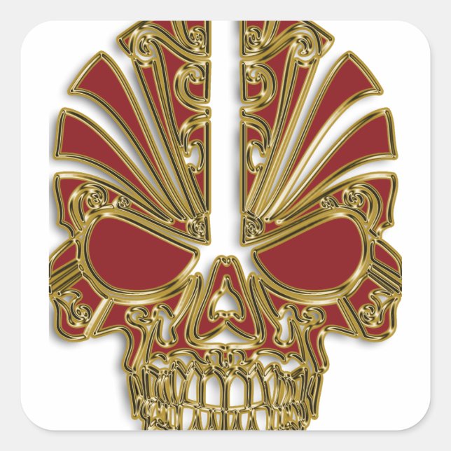 Roter und Goldzucker Quadratischer Aufkleber (Vorderseite)