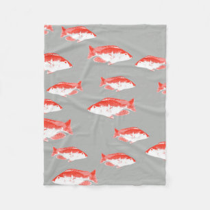Roter und Grauer Fisch Fleecedecke