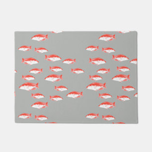 Roter und Grauer Fisch Fußmatte