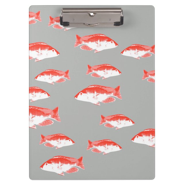 Roter und Grauer Fisch Klemmbrett (Vorderseite)